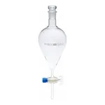 Merck Pyrex Separating funnel, pear-shape, glass key
