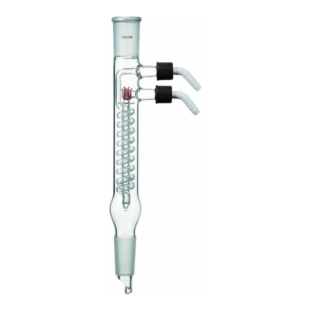 Merck Synthware coil-style reflux condenser with removable hose connections