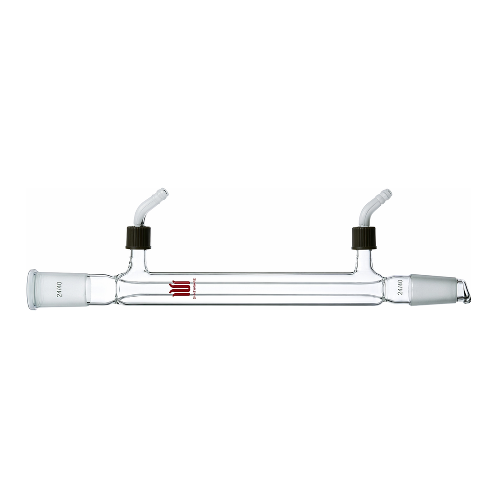 Merck Synthware Liebig condenser with 8 mm OD removable hose connections