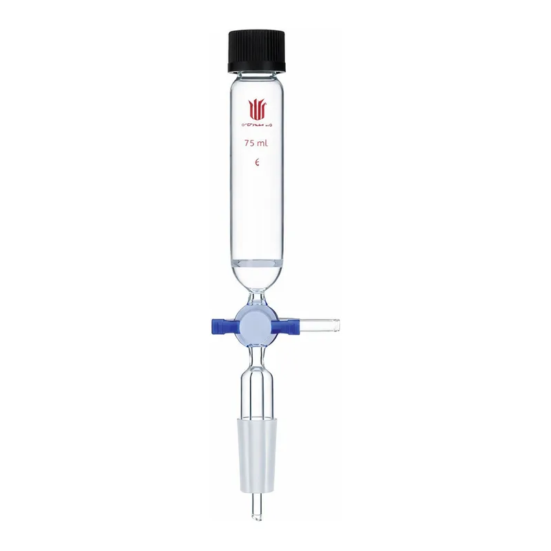 Merck Synthware peptide synthesis vessel with fritted disc, T-bore PTFE stopcock and vacuum take-off