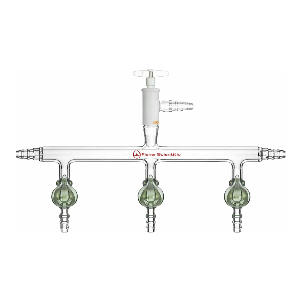 Merck Aldrich dual bank manifold with glass stopcocks and vacuum-gauge port