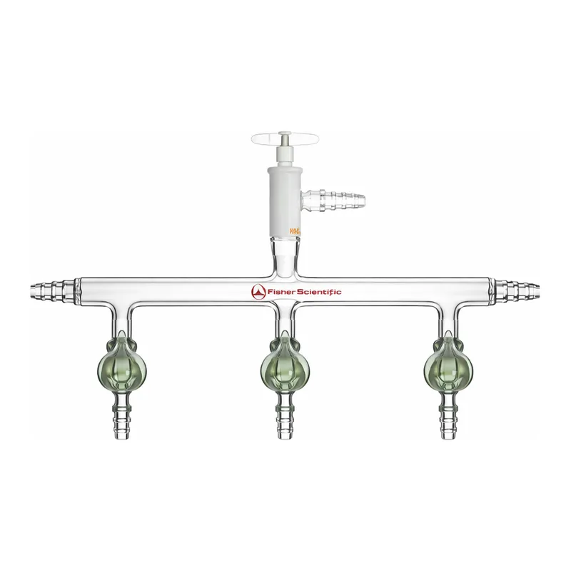Merck Aldrich dual bank manifold with glass stopcocks and vacuum-gauge port