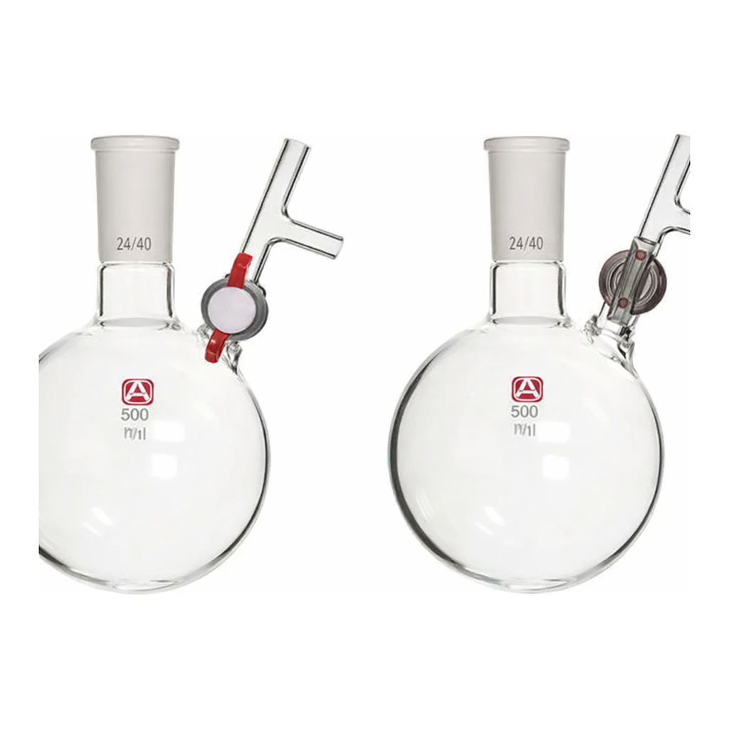 Merck Aldrich round-bottom storage flask with stopcock-equipped septum-inlet