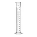 Merck Pyrex class A double metric scale graduated cylinder, with white enamel