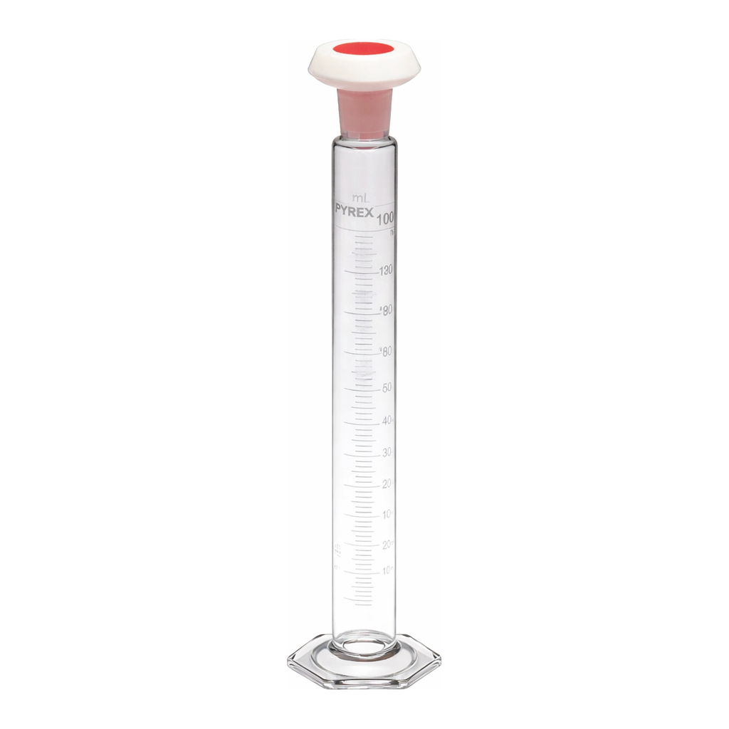 Merck Pyrex Measuring cylinder, class B, white graduations, with polyethylene stopper