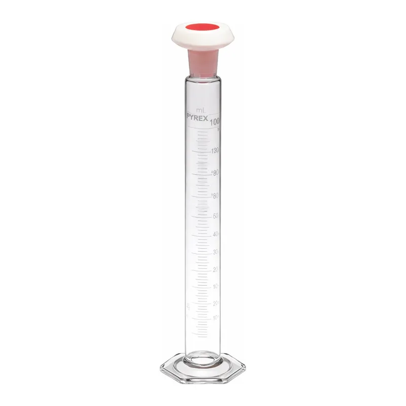 Merck Pyrex Measuring cylinder, class B, white graduations, with polyethylene stopper