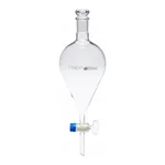 Merck Pyrex Separating funnel, pear-shape, glass key