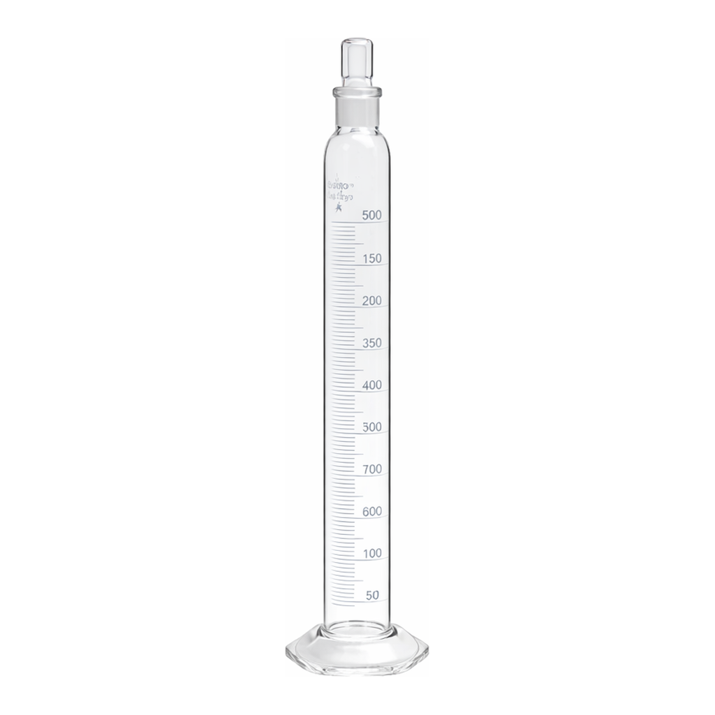 Merck Pyrex serialized/certified graduated cylinder with Pyrex stopper