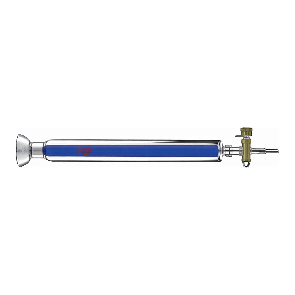 Merck Synthware chromatography column with with spherical joint, PTFE stopcock and coarse frit