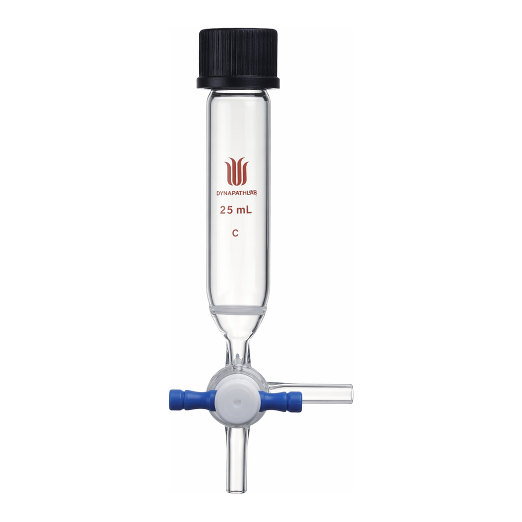 Merck Synthware peptide synthesis vessel with fritted disc and T-bore PTFE stopcock