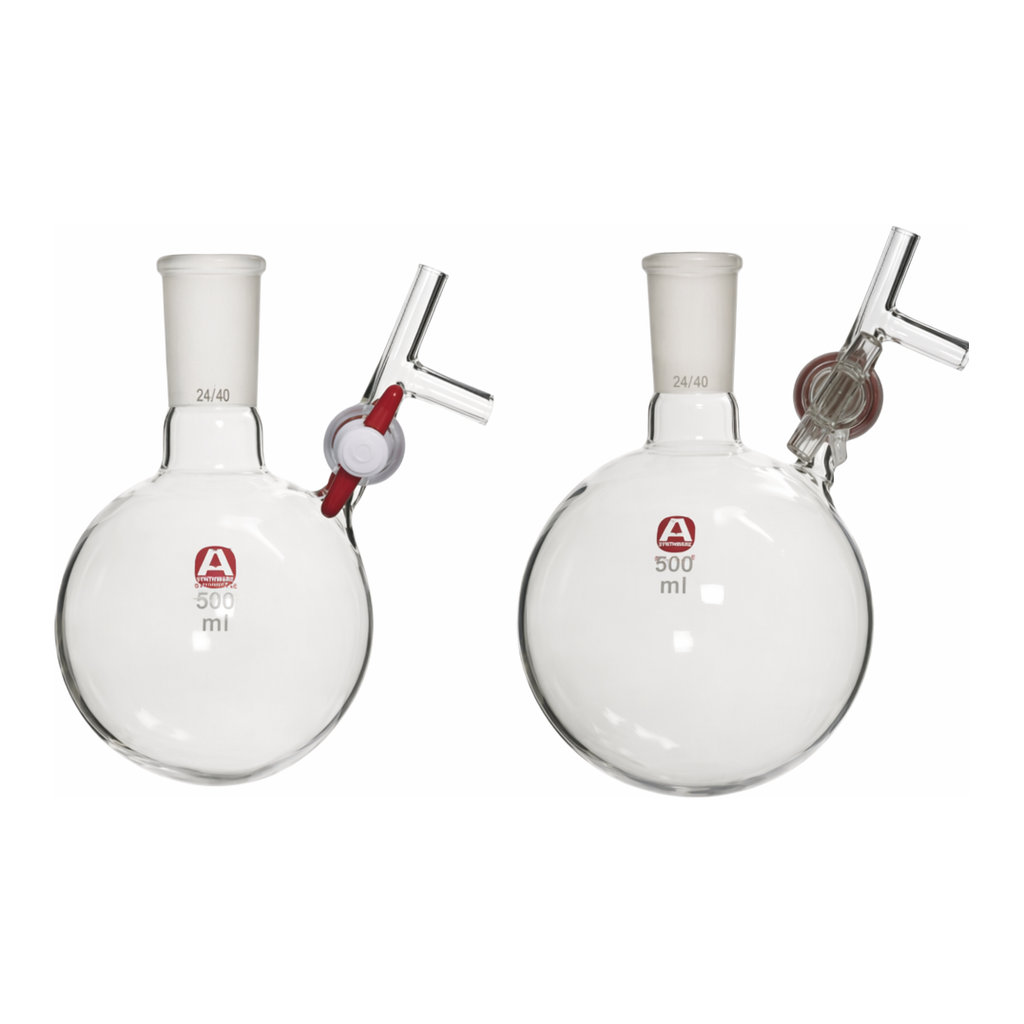 Merck Aldrich round-bottom storage flask with stopcock-equipped septum-inlet