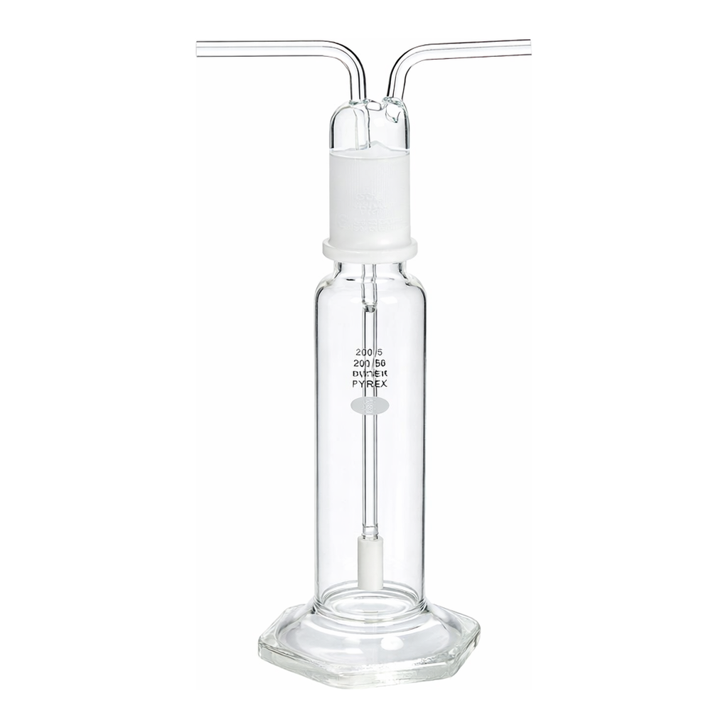 Merck Pyrex gas-washing bottle, fritted cylinder, 29/42 ST stopper