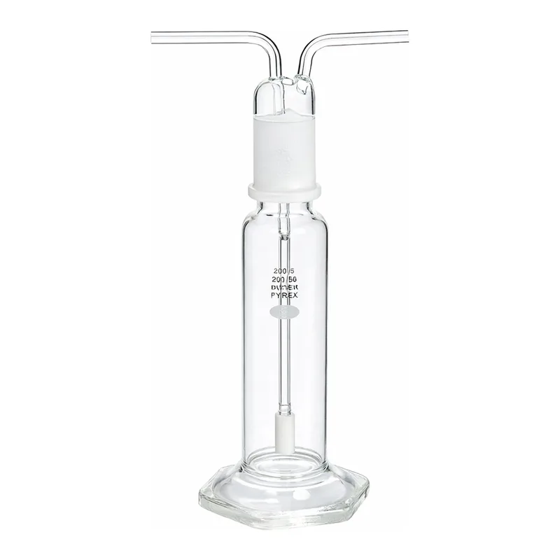 Merck Pyrex gas-washing bottle, fritted cylinder, 29/42 ST stopper