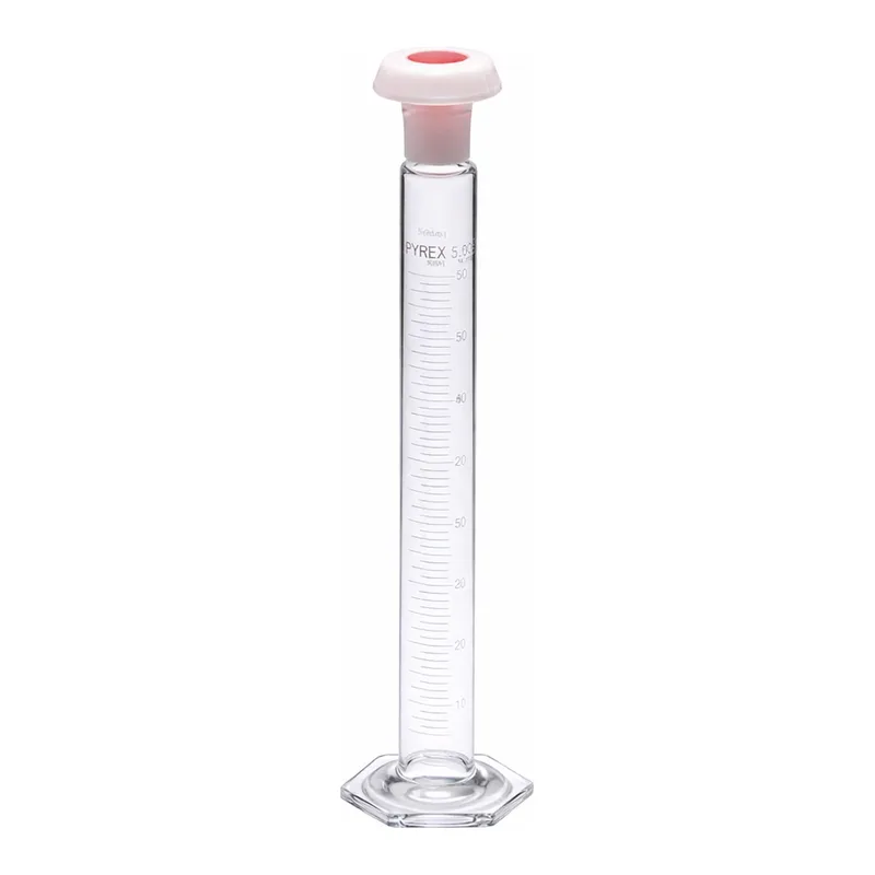 Merck Pyrex Measuring cylinder, class B, white graduations, with polyethylene stopper