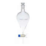 Merck Pyrex Separating funnel, pear-shape, glass key