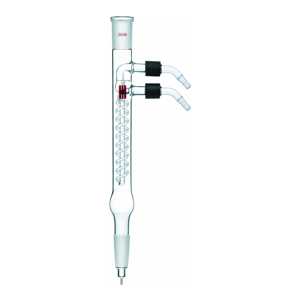 Merck Synthware coil-style reflux condenser with removable hose connections
