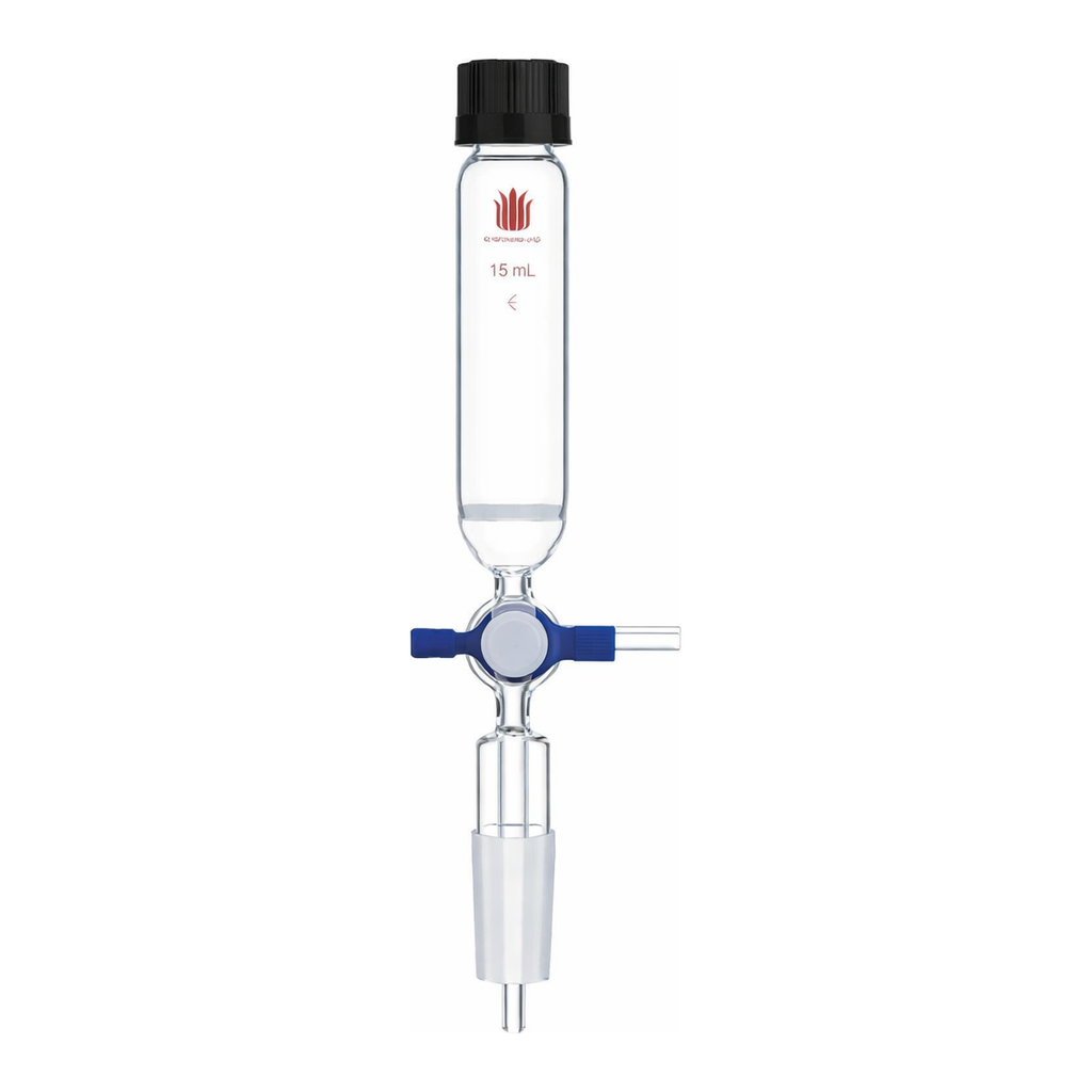 Merck Synthware peptide synthesis vessel with fritted disc, T-bore PTFE stopcock and vacuum take-off