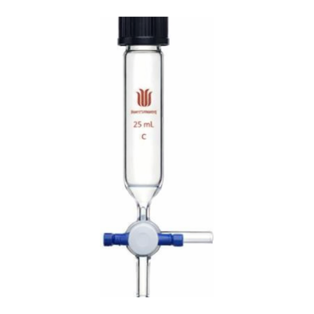 Merck Synthware peptide synthesis vessel with fritted disc and T-bore PTFE stopcock