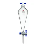 Merck Synthware Squibb-style separatory funnel with PTFE stopcock and PTFE stopper