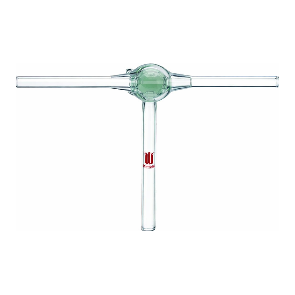 Merck Synthware T-bore glass stopcock Entire assembly