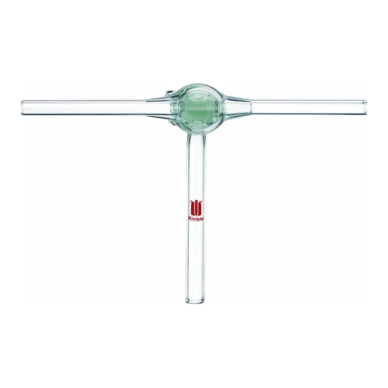 Merck Synthware T-bore glass stopcock Entire assembly