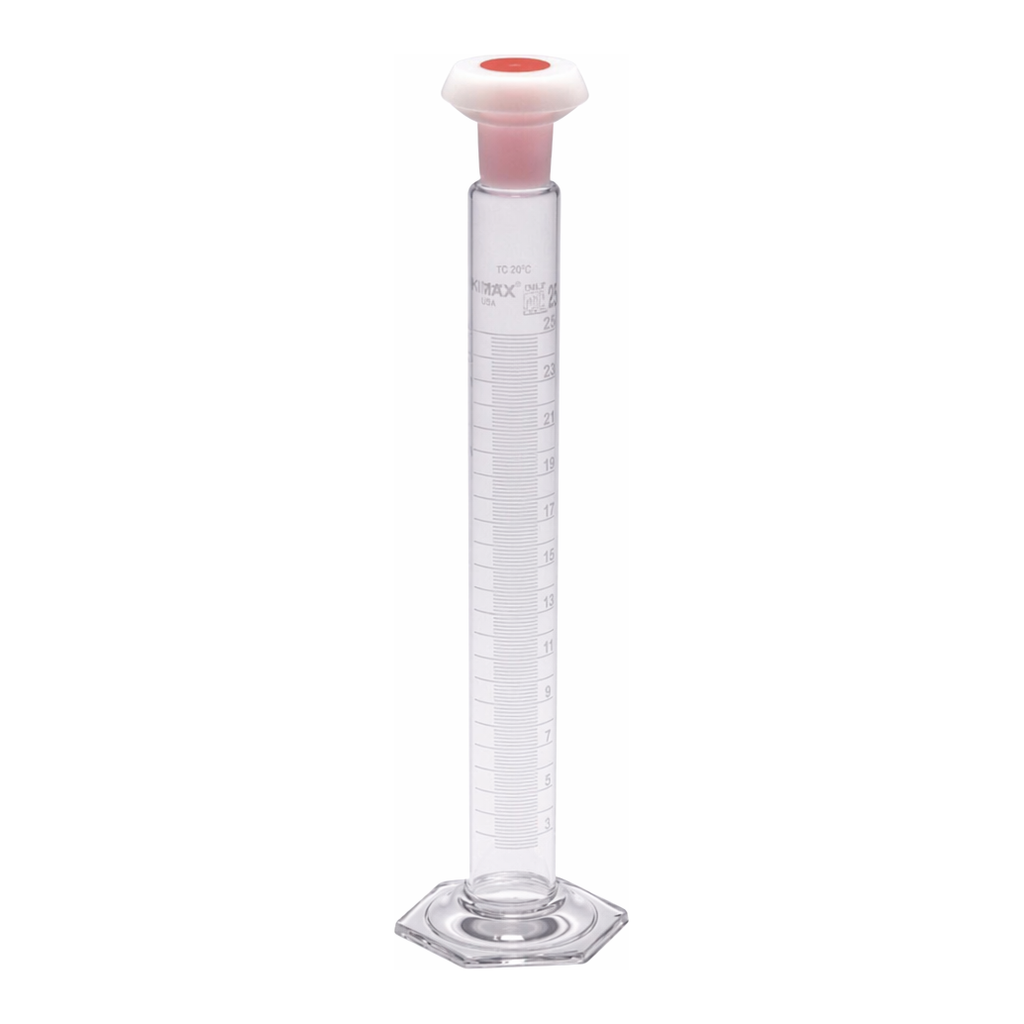 Merck Pyrex Measuring cylinder, class B, white graduations, with polyethylene stopper