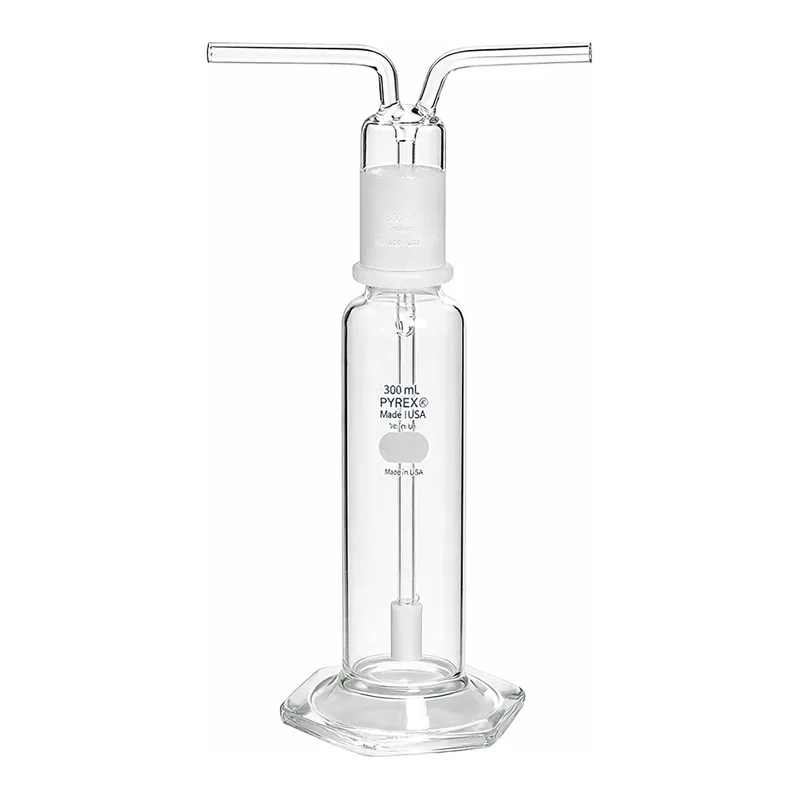 Merck Pyrex gas-washing bottle, fritted cylinder, 29/42 ST stopper