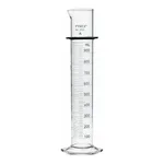 Merck Pyrex class A double metric scale graduated cylinder, with blue enamel