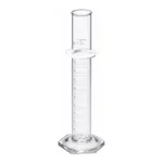 Merck Pyrex graduated cylinder, single metric scale, white enamel graduations