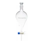 Merck Pyrex Separating funnel, pear-shape, glass key