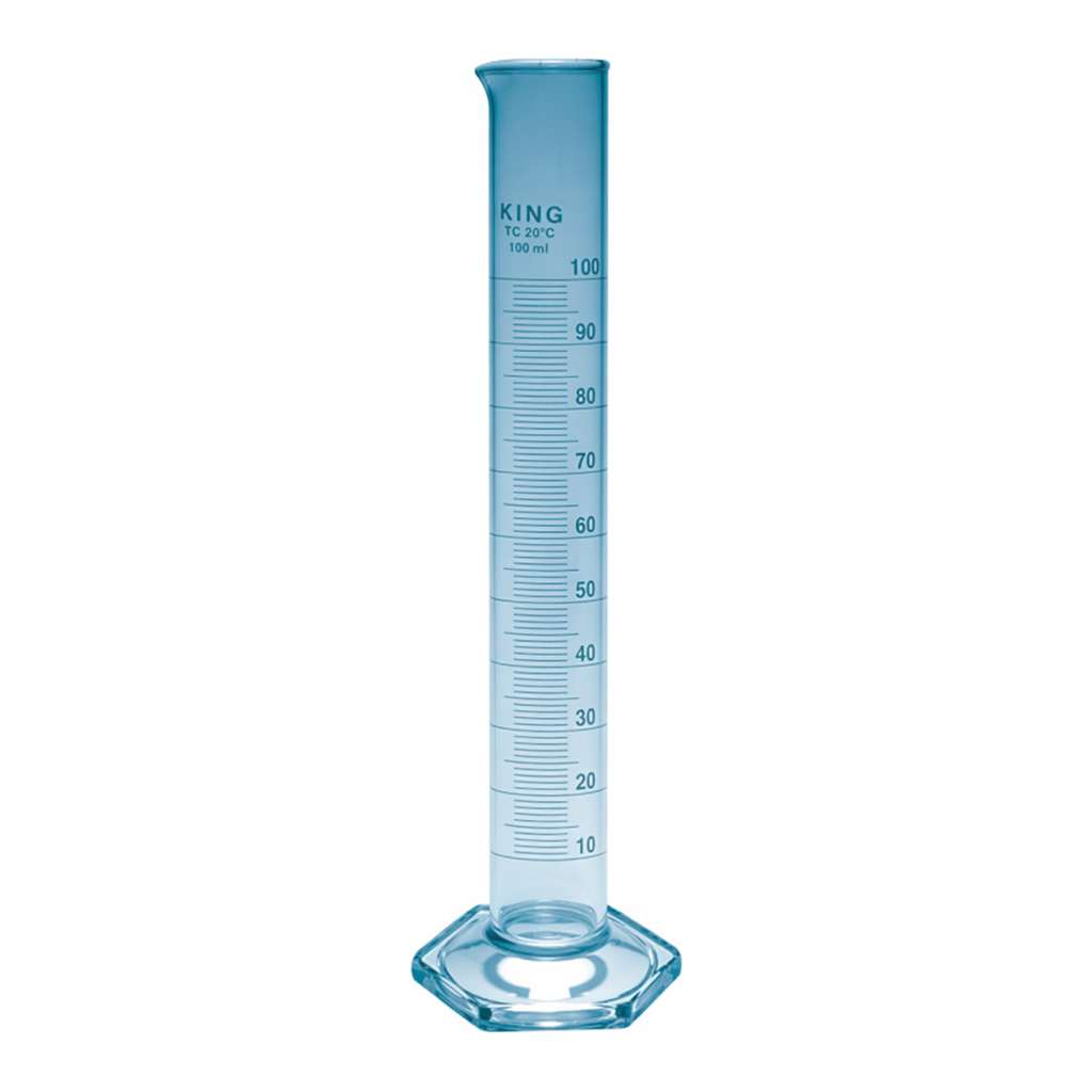 Merck Pyrex measuring cylinder with spout, Class B