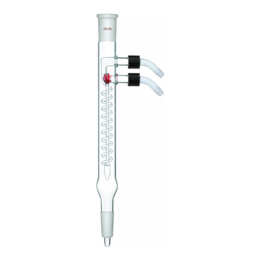 Merck Synthware coil-style reflux condenser with removable hose connections