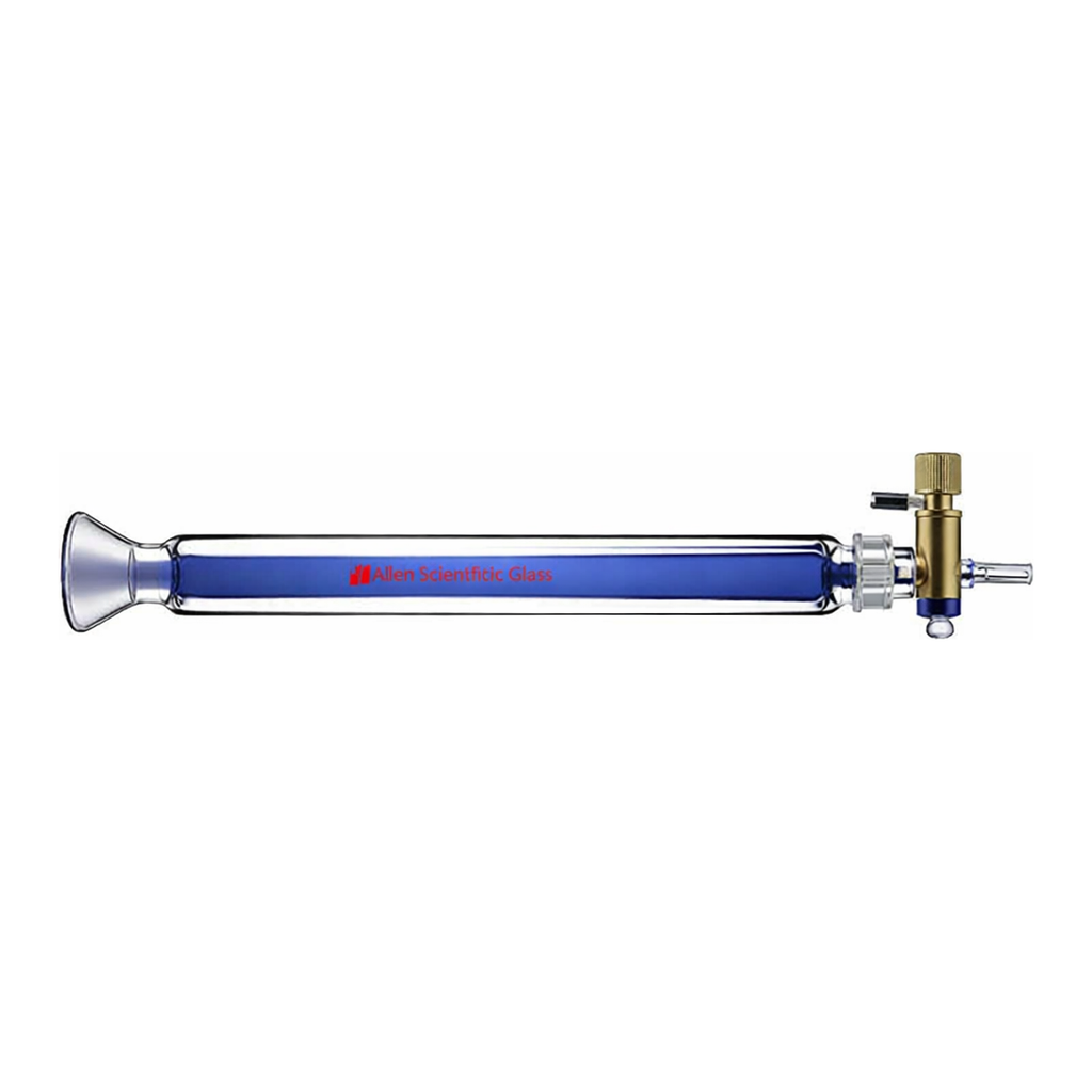 Merck Synthware chromatography column with with spherical joint, PTFE stopcock and coarse frit