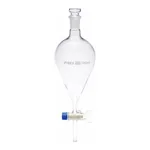 Merck Pyrex Separating funnel, pear-shape, glass key