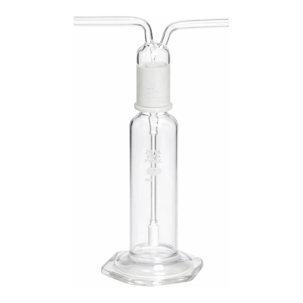 Merck Pyrex gas-washing bottle, fritted cylinder, 29/42 ST stopper