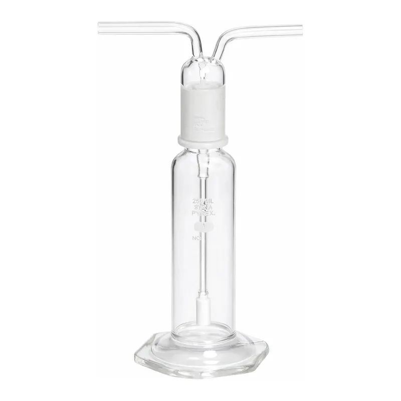 Merck Pyrex gas-washing bottle, fritted cylinder, 29/42 ST stopper