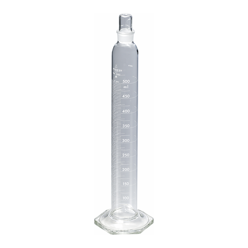 Merck Pyrex serialized/certified graduated cylinder with Pyrex stopper