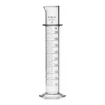 Merck Pyrex class A double metric scale graduated cylinder, with blue enamel