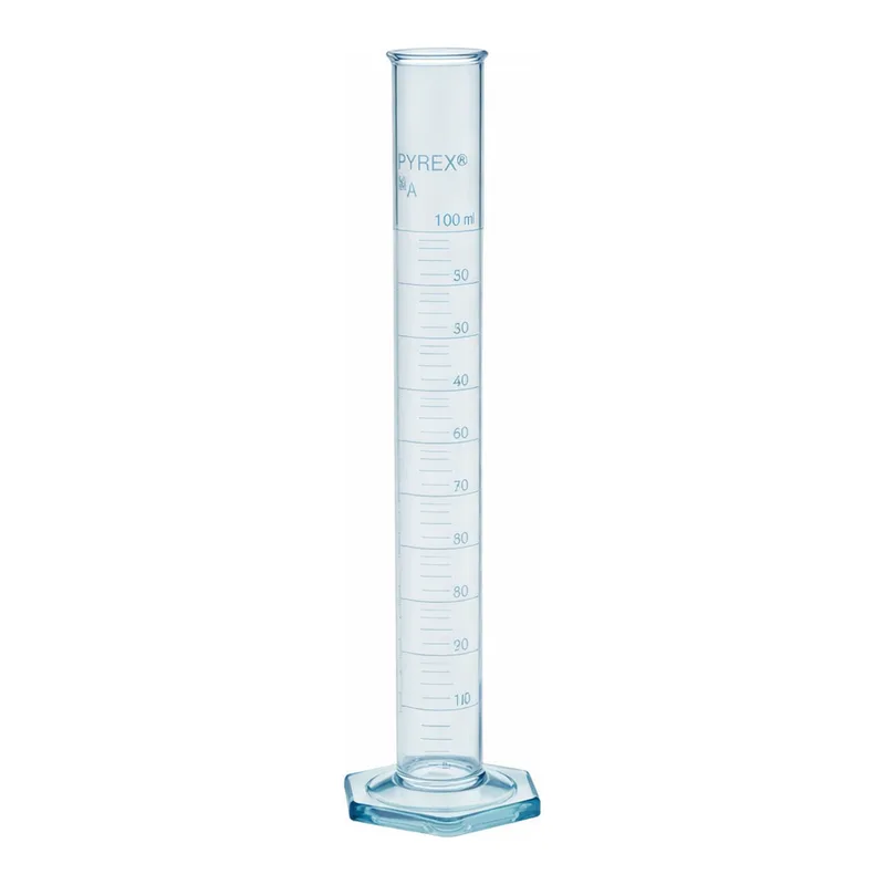 Merck Pyrex measuring cylinder with spout, Class A