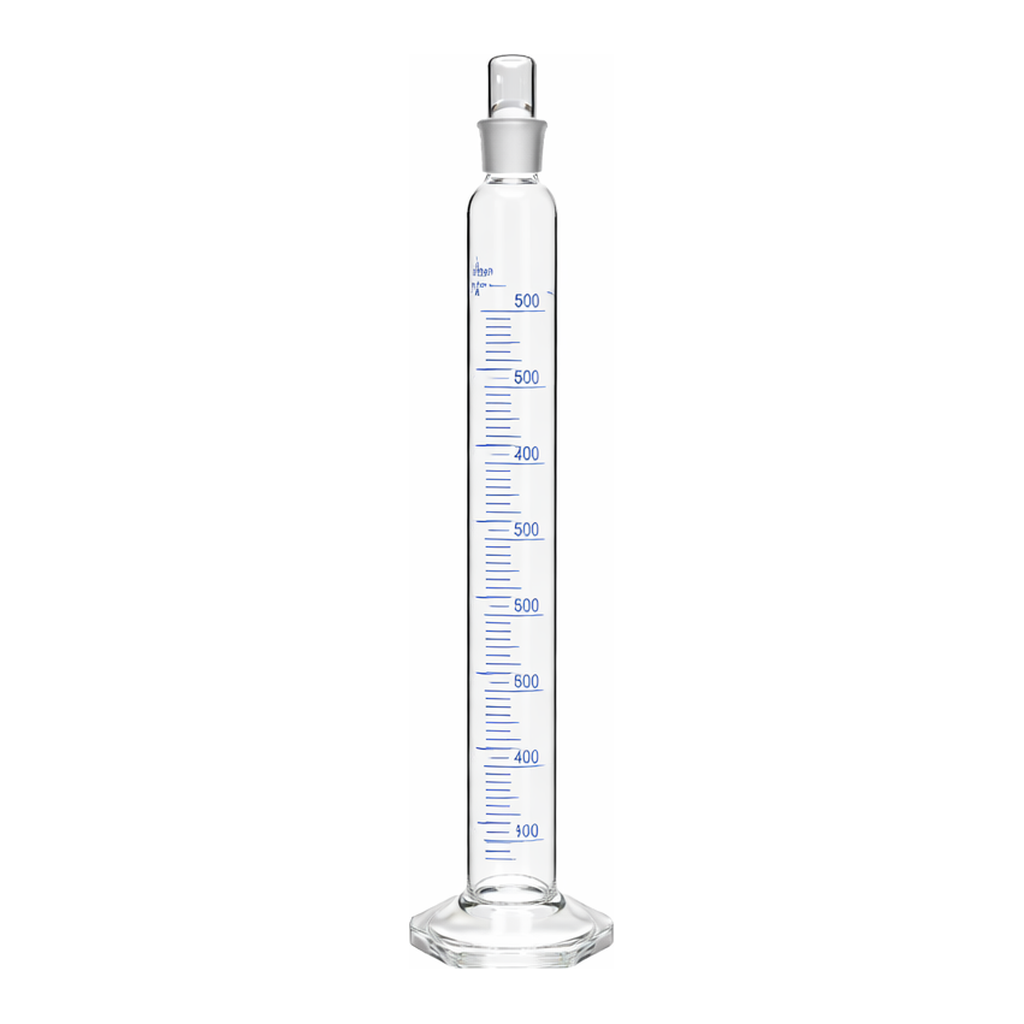 Merck Pyrex serialized/certified graduated cylinder with Pyrex stopper