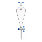 Merck Synthware Squibb-style separatory funnel with PTFE stopcock and PTFE stopper