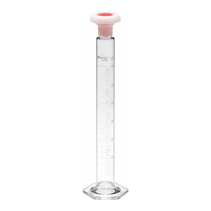 Merck Pyrex Measuring cylinder, class B, white graduations, with polyethylene stopper