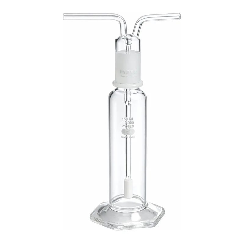 Merck Pyrex gas-washing bottle, fritted cylinder, 29/42 ST stopper