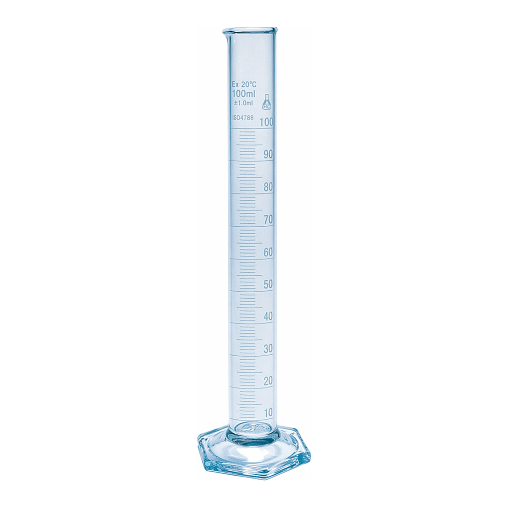 Merck Pyrex measuring cylinder with spout, Class A