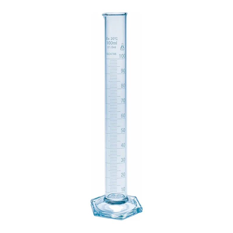 Merck Pyrex measuring cylinder with spout, Class A