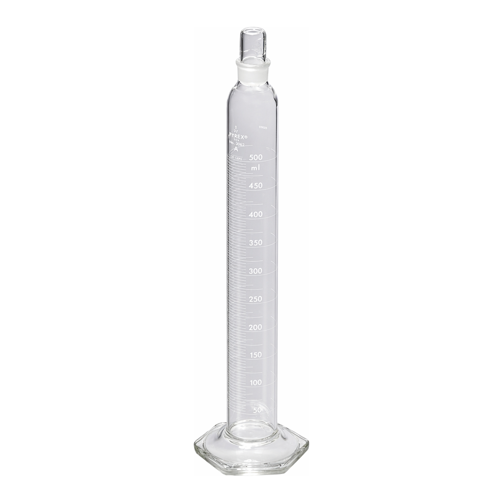 Merck Pyrex serialized/certified graduated cylinder with Pyrex stopper