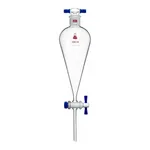 Merck Synthware Squibb-style separatory funnel with PTFE stopcock and PTFE stopper