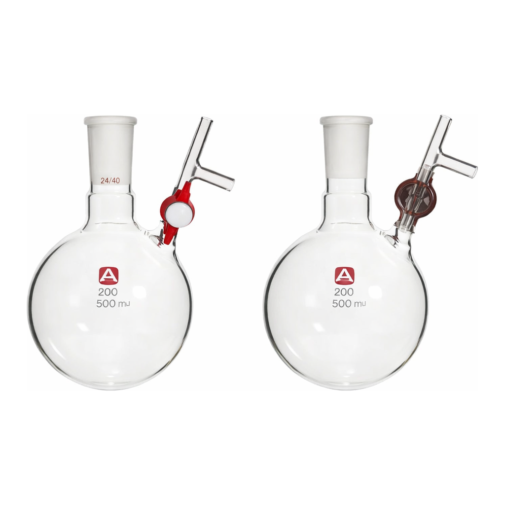 Merck Aldrich round-bottom storage flask with stopcock-equipped septum-inlet