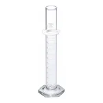 Merck Pyrex graduated cylinder, single metric scale, white enamel graduations