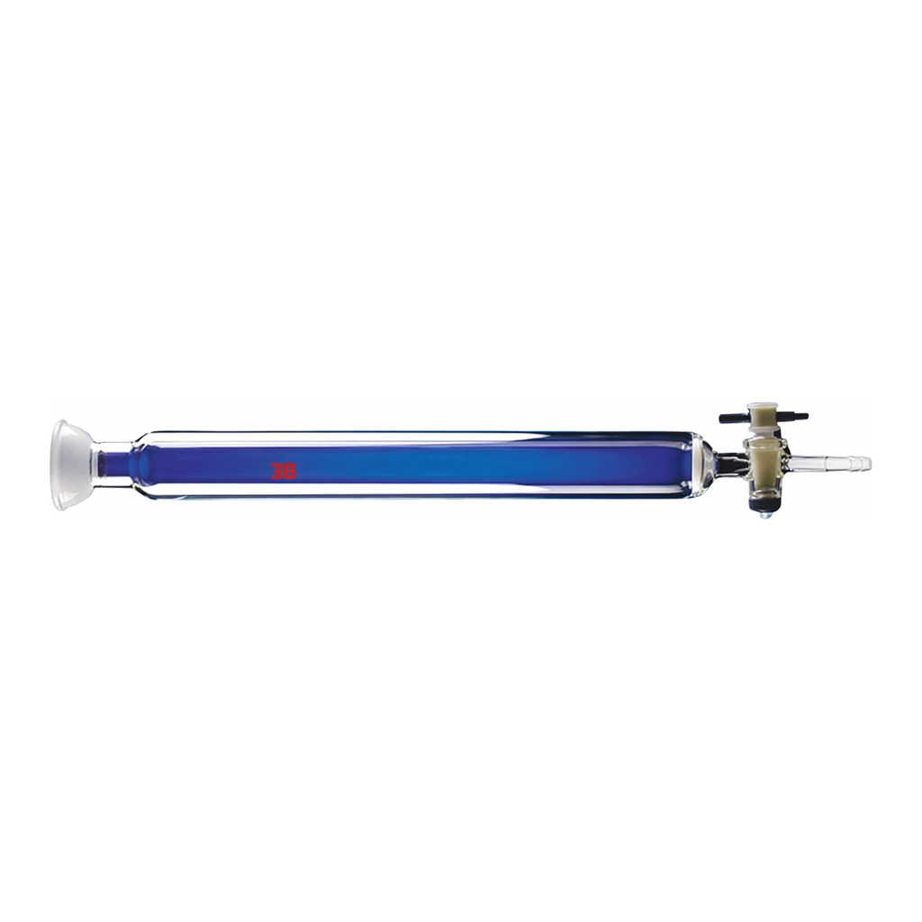 Merck Synthware chromatography column with with spherical joint, PTFE stopcock and coarse frit